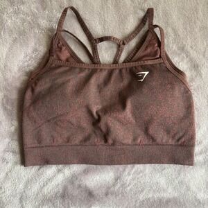 Gymshark Adapt Marl Seamless Sports Bra Brown Multi-Strap Racerback Womens